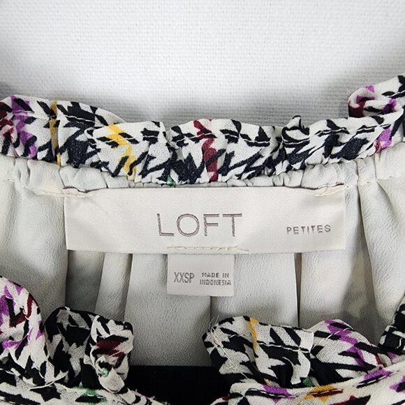 LOFT Houndstooth Print Button Top Dress XXSP - Picture 4 of 5